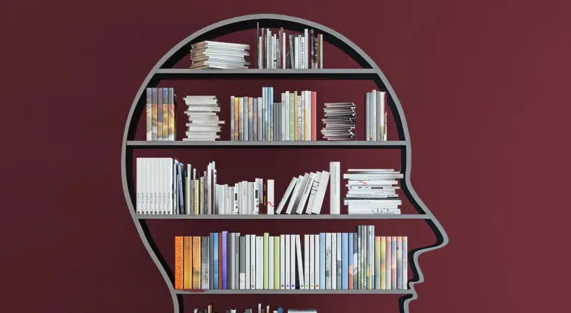 Head Shaped Book Shelf With Books